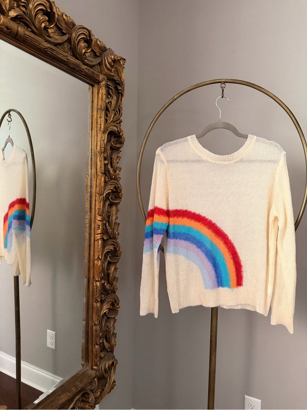Cream Rainbow Knit Sweater